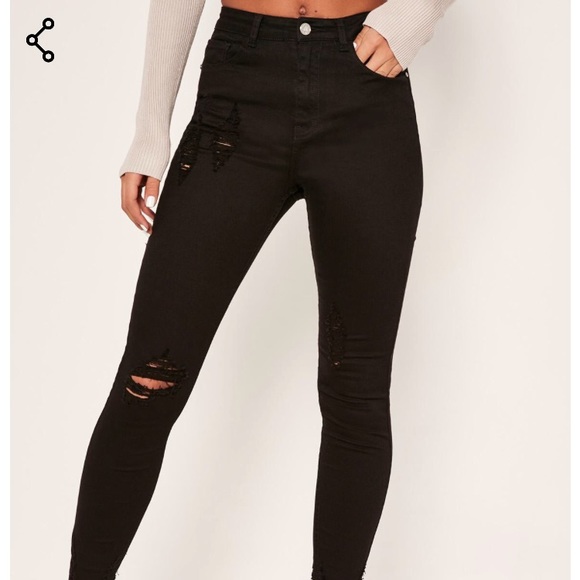 Missguided Denim - NWT petite black ripped skinny jeans